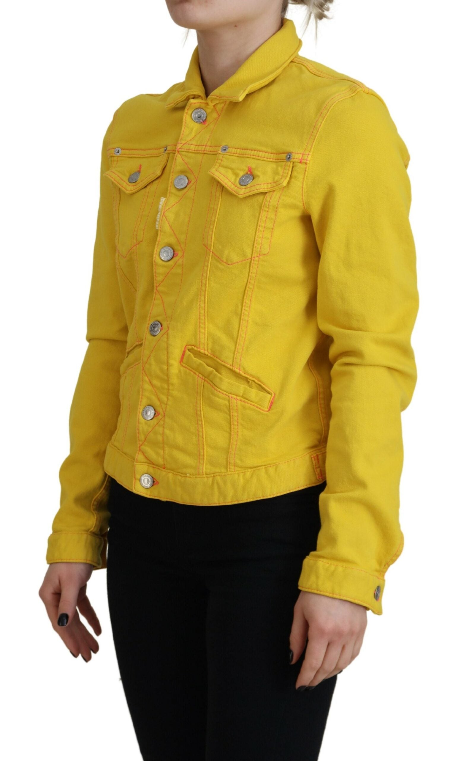 Dsquared² Sarı uzun kollu yakalı kot ceket